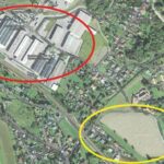 Abb.: Auf diesen gelb markierten Acker möchte die SPÖ mit der Stadt Graz einen Gewerbepark errichten